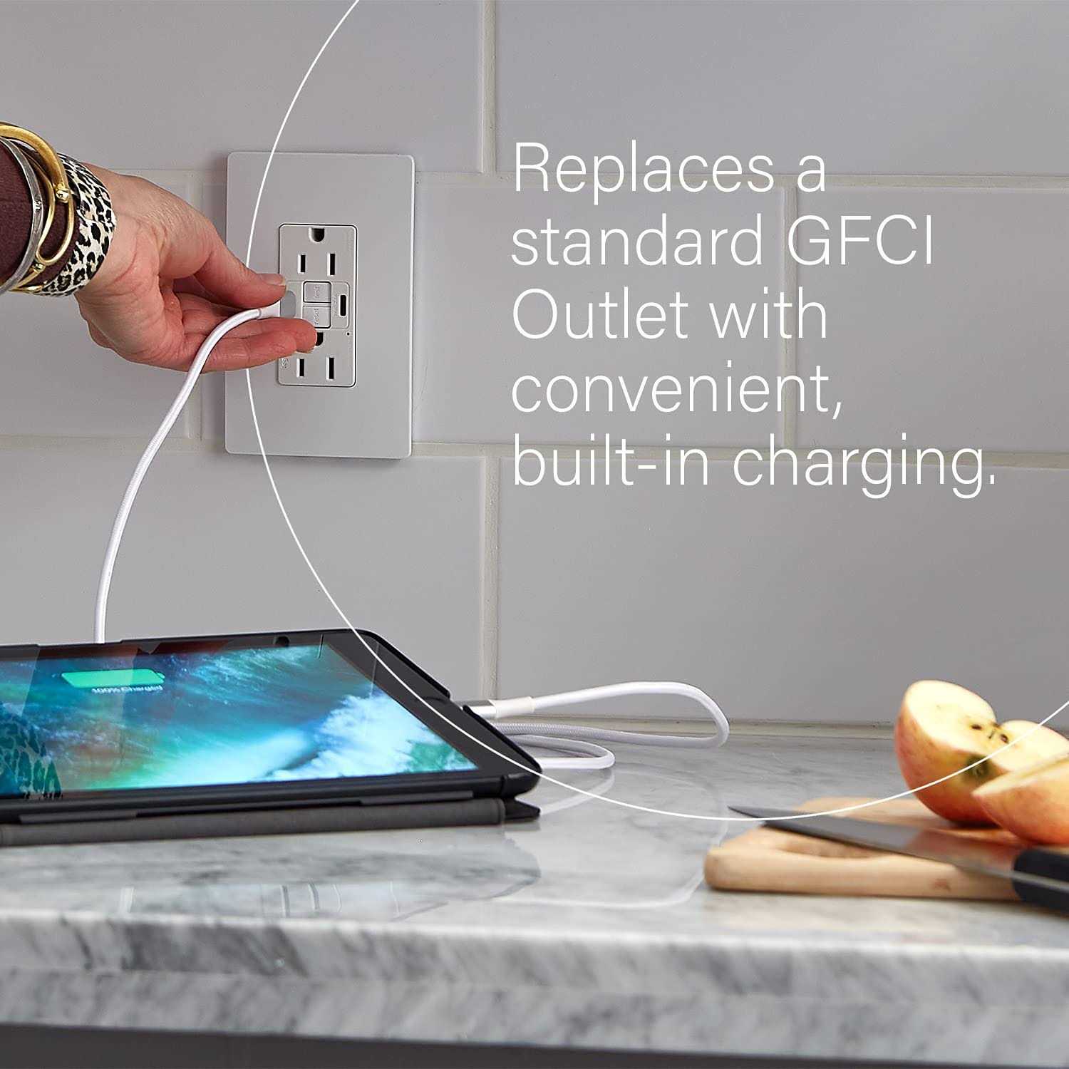 Legrand Radiant 2097TRUSBACW 20 Amp GFCI Outlet with USB Type A/C, Tamper-Resistant, Self-Test, White, 1 Count - Image 4