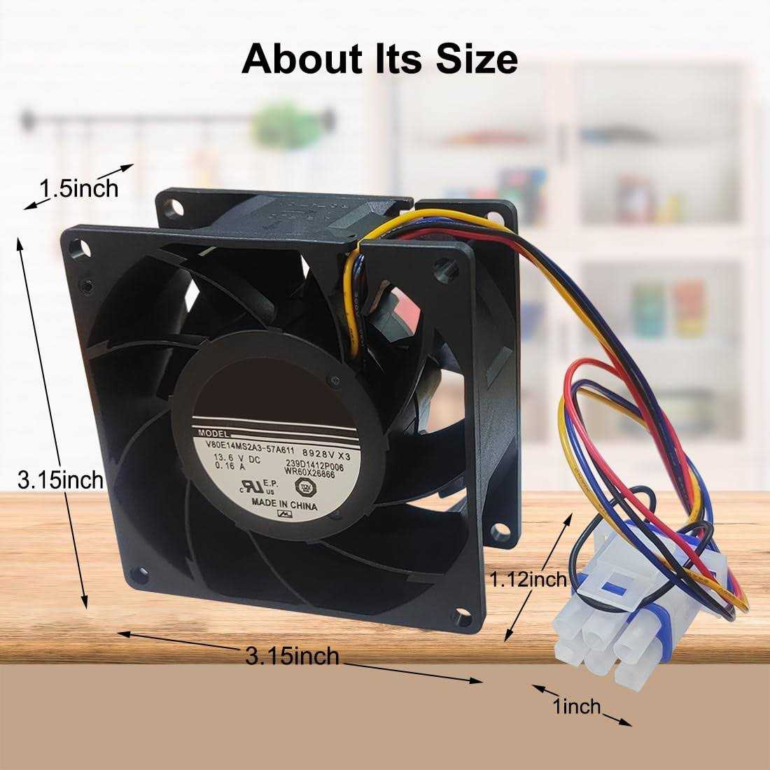 Popbee Upgraded WR60X26866 Evaporator Fan Motor Compatible for Ge Refrigerator Fits V80E14MS2A3-57A611 - Image 3