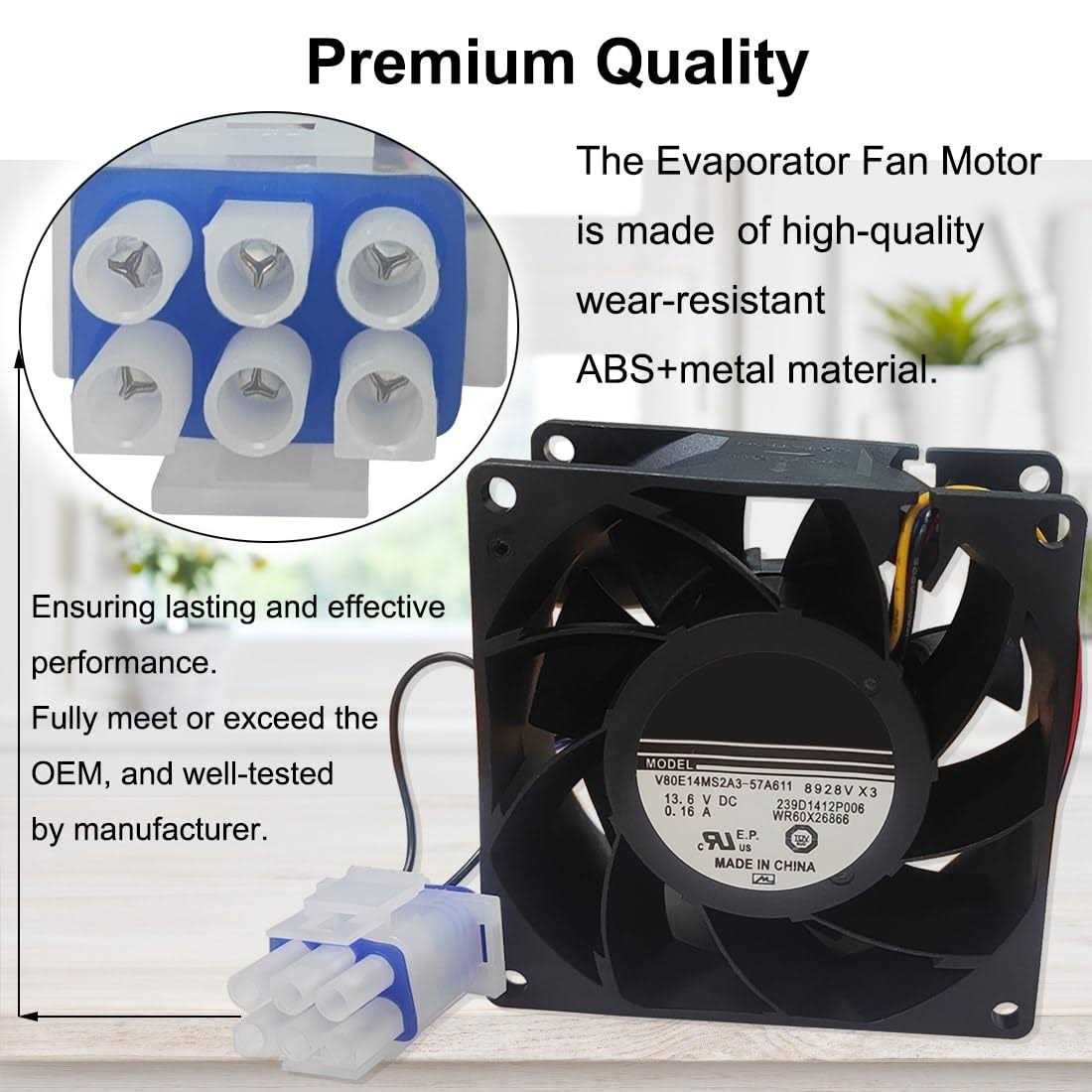 Popbee Upgraded WR60X26866 Evaporator Fan Motor Compatible for Ge Refrigerator Fits V80E14MS2A3-57A611 - Image 5