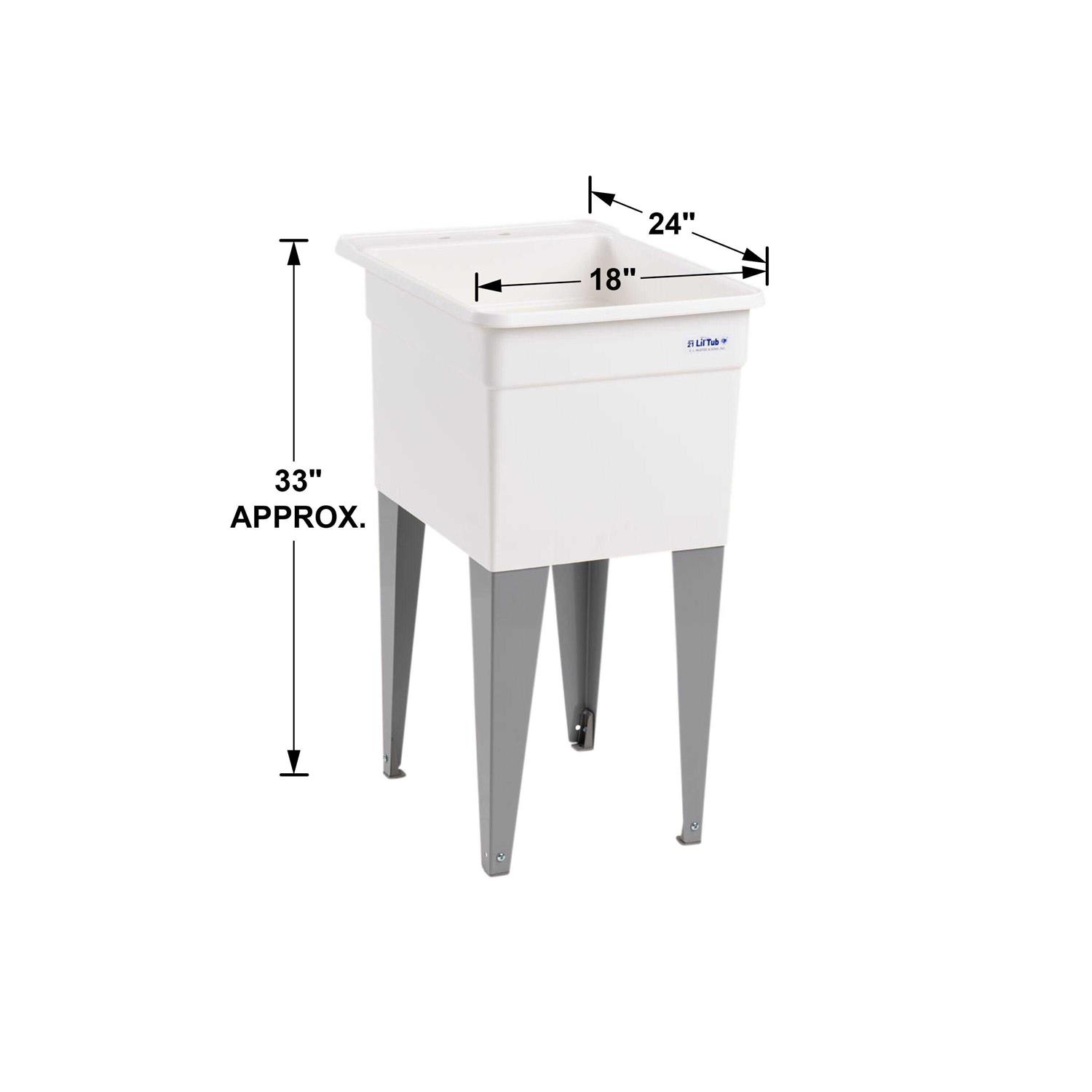 Mustee 21F Liltub Utilatub Laundry Tub Floor Mount 24-inch x 18-inch - Image 5