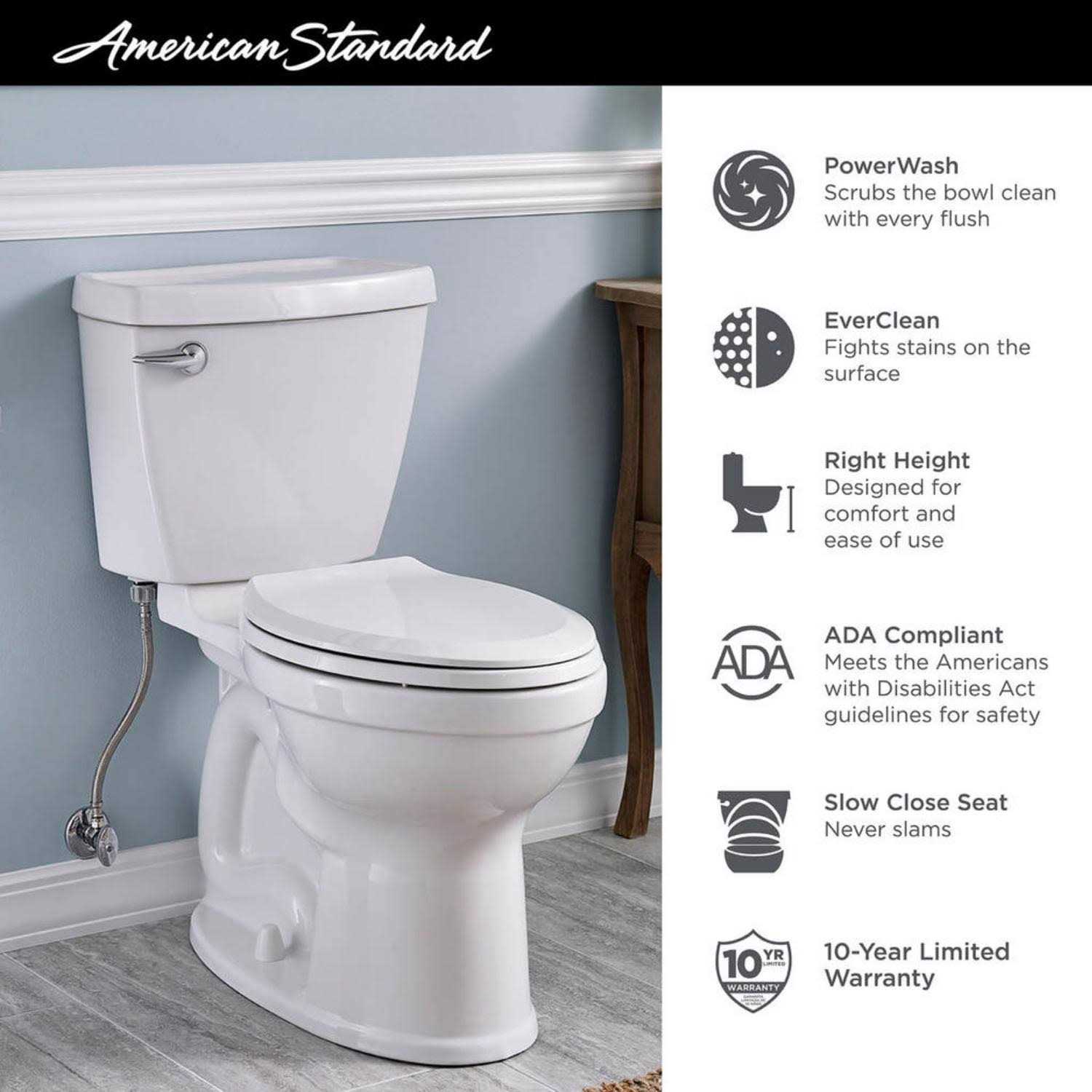 American Standard Champion 4 Right Height Toilet 1.6 GPF White - Image 4