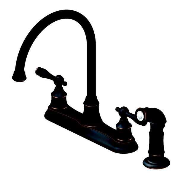 Project Source Gatebridge Oil Rubbed Bronze Double Handle High-arc Kitchen Faucet with Deck Plate and Side Spray Included | 67157-172707 - Image 4