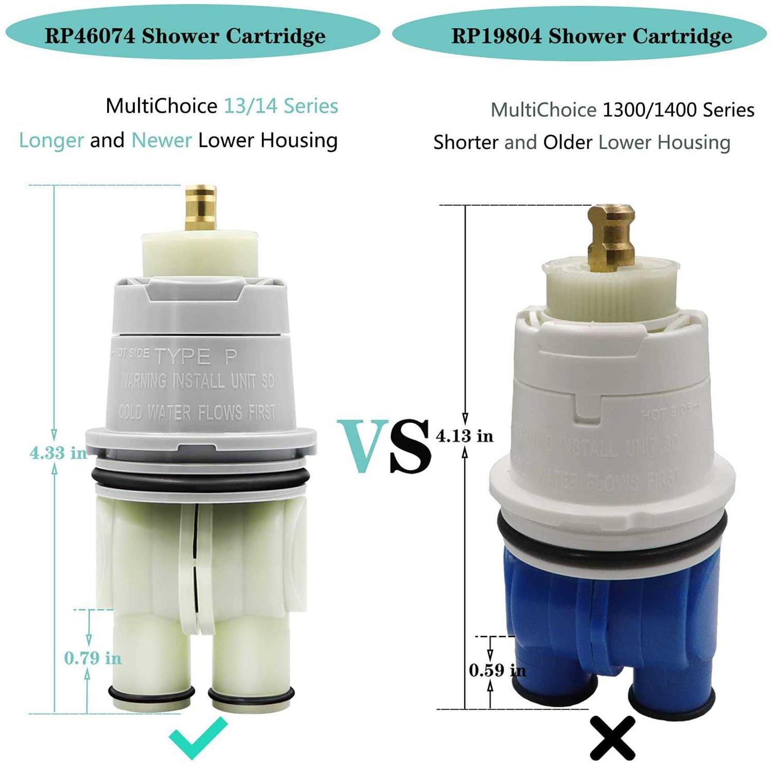 RP46074 Shower Valve Cartridge Assembly Compatible for Delta Shower and Tub 13/14 Series Faucet - Image 5