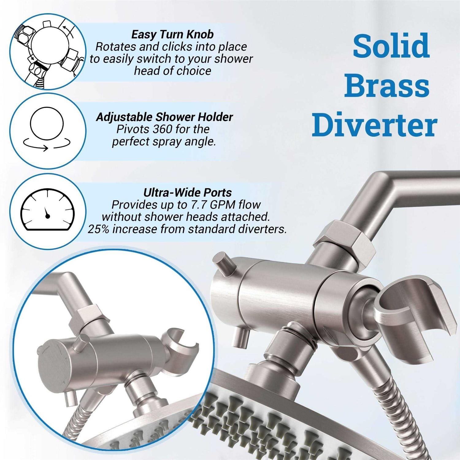 All Metal Dual Shower Head Combo 8 inch Rainfall High Flow Shower Head & Handheld Shower Head High Pressure with Hose 6ft - Image 3