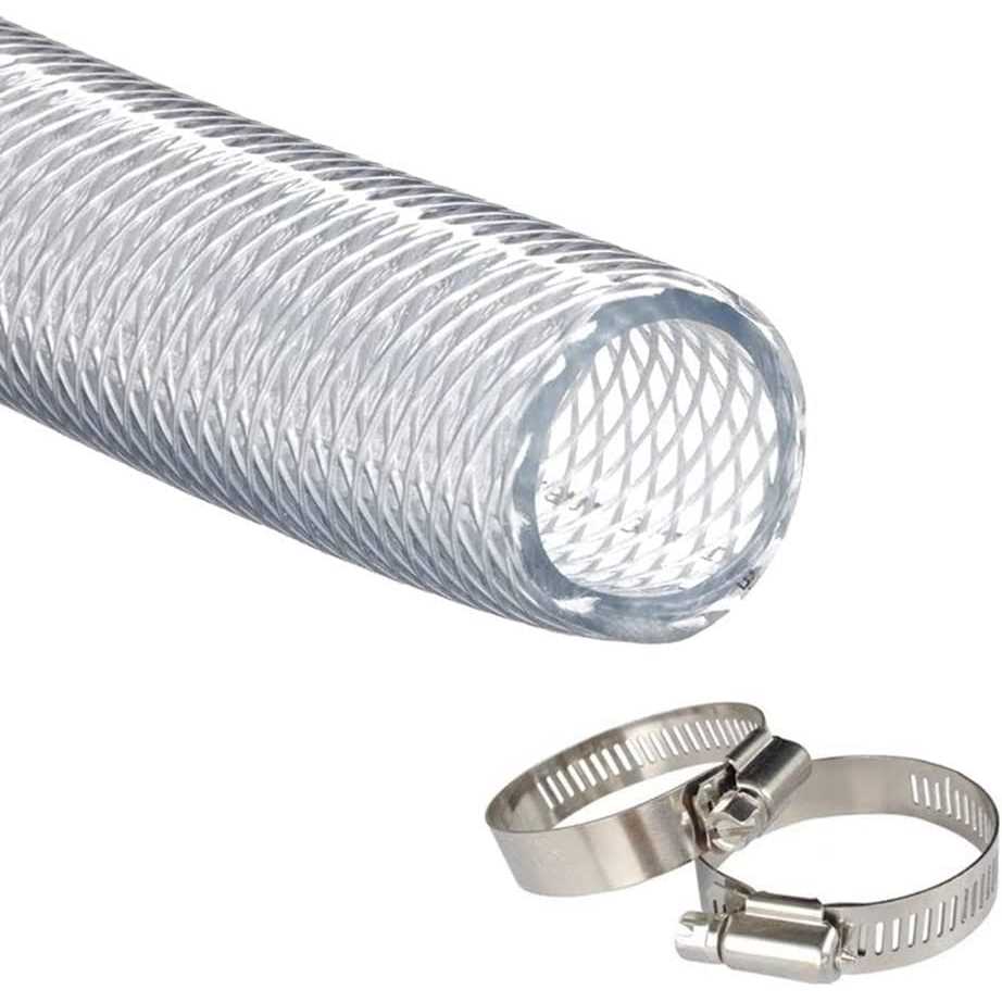 JUNZHIDA High Pressure Braided Clear Flexible PVC Tubing 3/4 ID,10ft