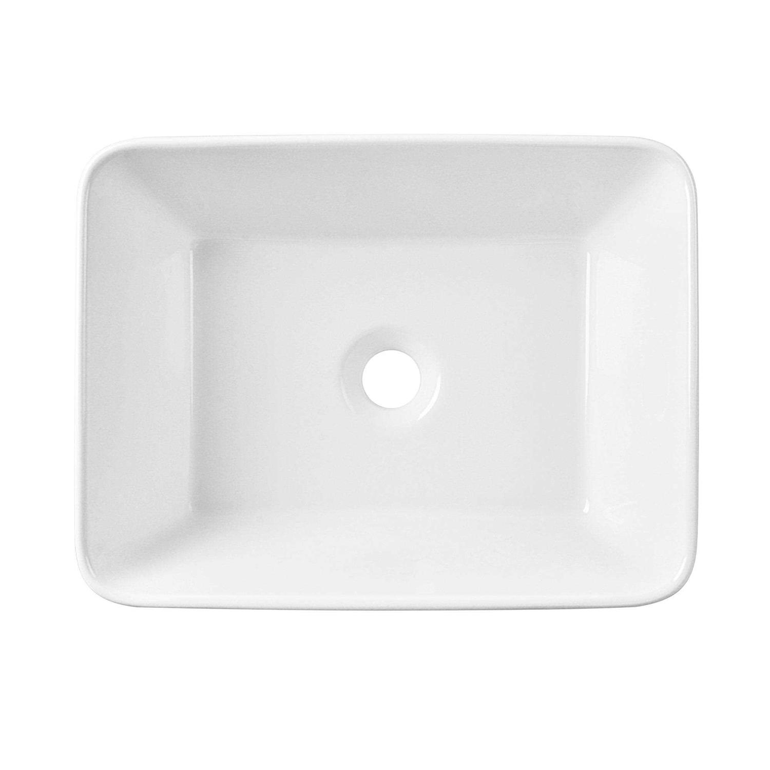 Deervalley DV-1V0048 Liberty 12'' White Ceramic Rectangular Vessel Bathroom Sink - Image 3