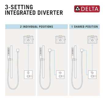Delta Ara Angular Modern Monitor 14 Series Valve Trim with 3-Setting Integrated Diverter T24867 - Image 5
