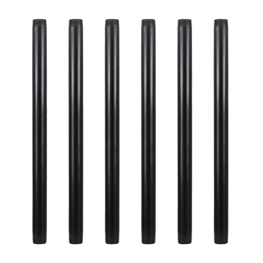 GeilSpace 6 Pack Pre-Cut Black Metal Pipe, Industrial Steel Fits Standard Black Threaded Pipes and Fittings