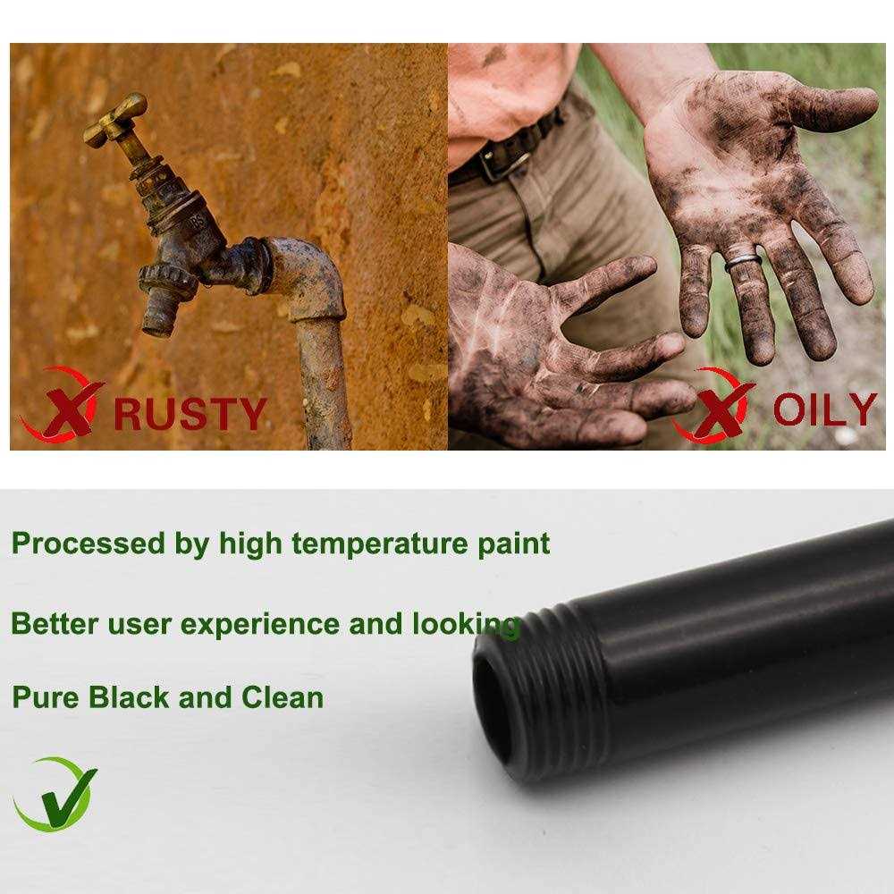 GeilSpace 6 Pack Pre-Cut Black Metal Pipe, Industrial Steel Fits Standard Black Threaded Pipes and Fittings - Image 2