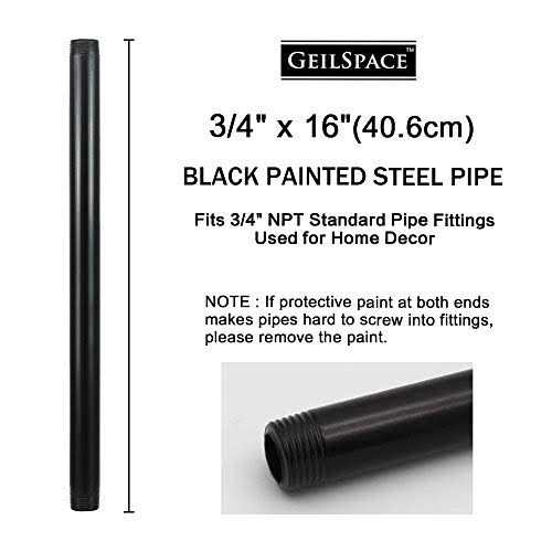 GeilSpace 6 Pack Pre-Cut Black Metal Pipe, Industrial Steel Fits Standard Black Threaded Pipes and Fittings - Image 5