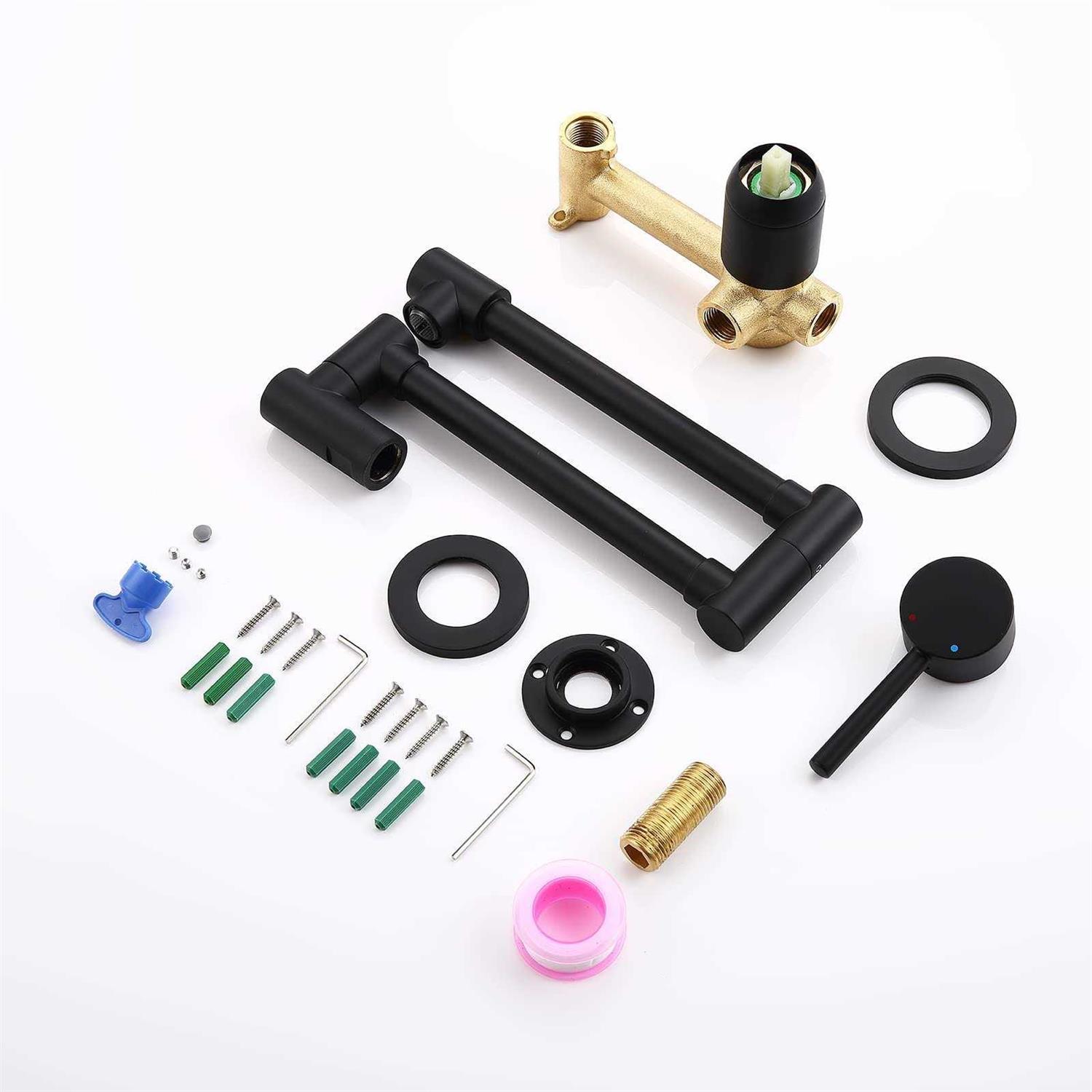 Chalirs Wall Mounted Pot Filler Faucet Brushed Gold Brass Dual Joint Swing Handle - Image 5