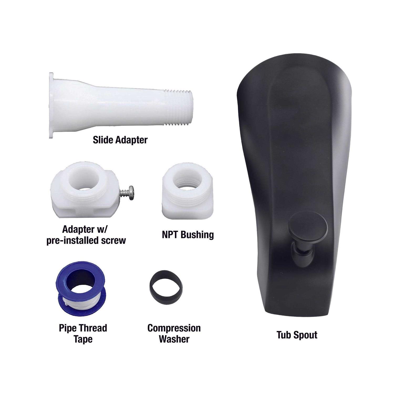 Danco Matte Black Tub Spout with Diverter - Image 3