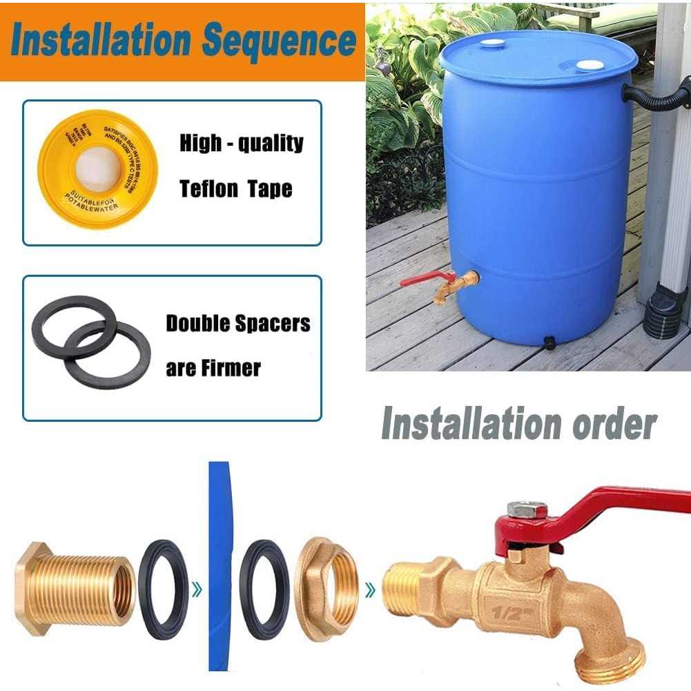 Rain Barrel Spigot Brass Faucet Kit for Rain Water Barrel Water Tanks - Image 4
