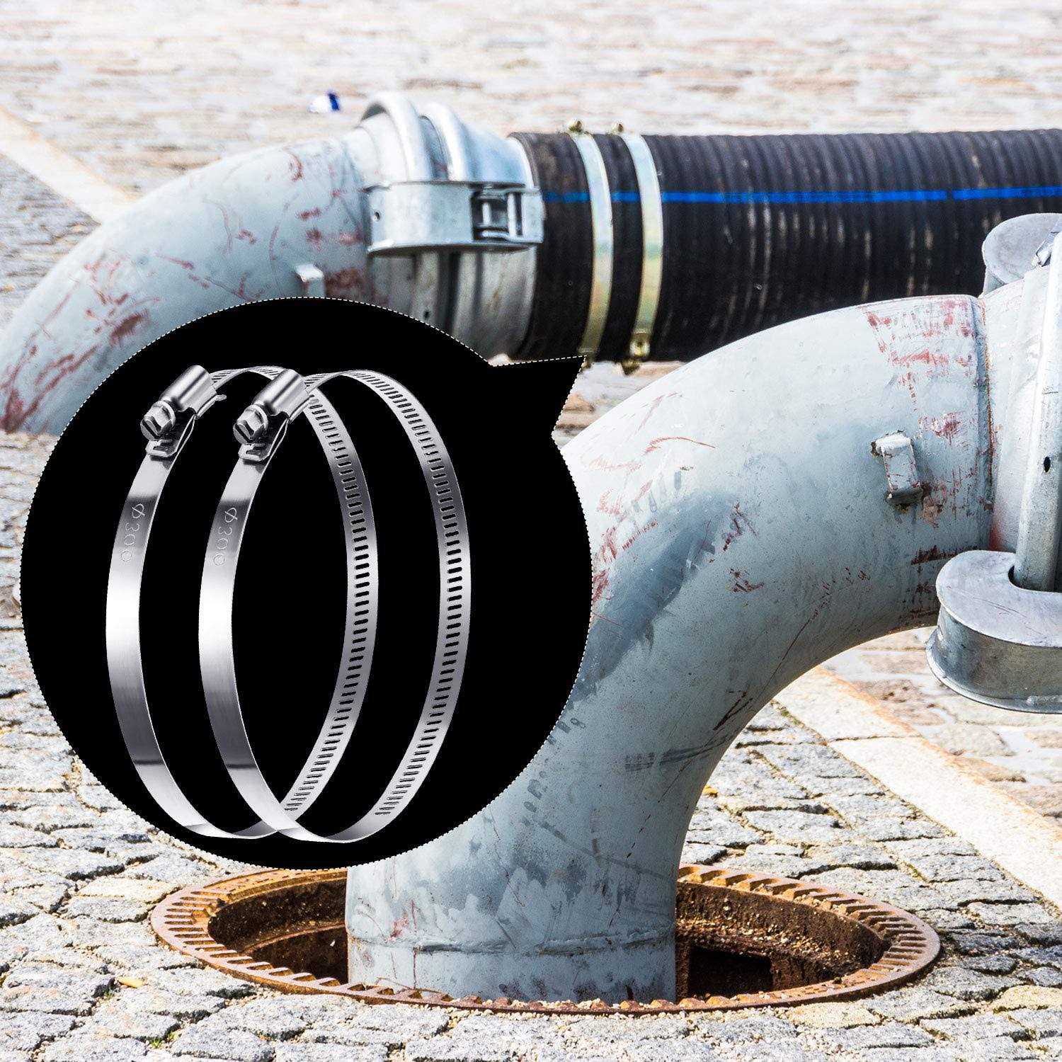 Boao 4 Pieces Adjustable 304 Stainless Steel Duct Clamps Hose Clamp - Image 3