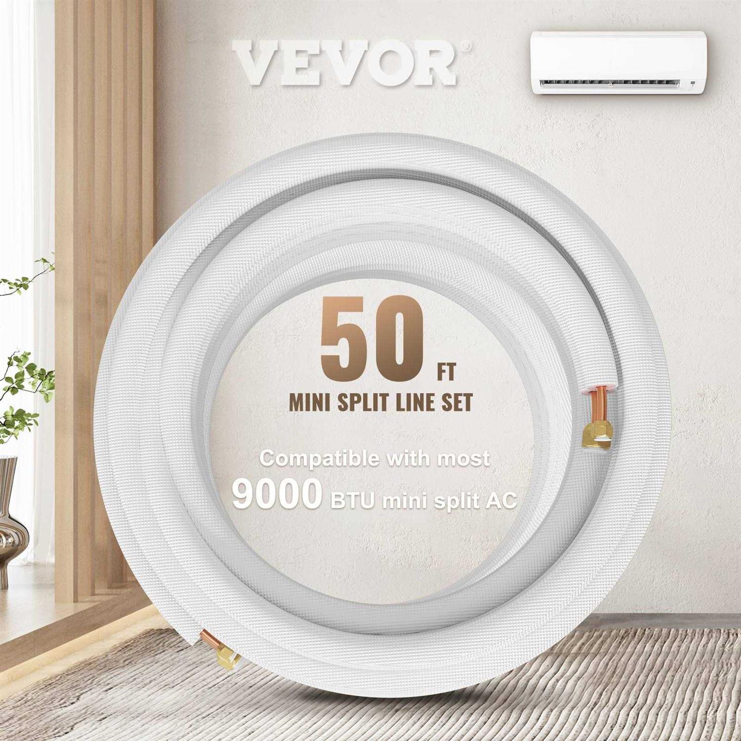 VEVOR Mini Split Copper Line Set Length 3/8 OD Copper Pipes for Mini Split Air Conditioner - Image 5