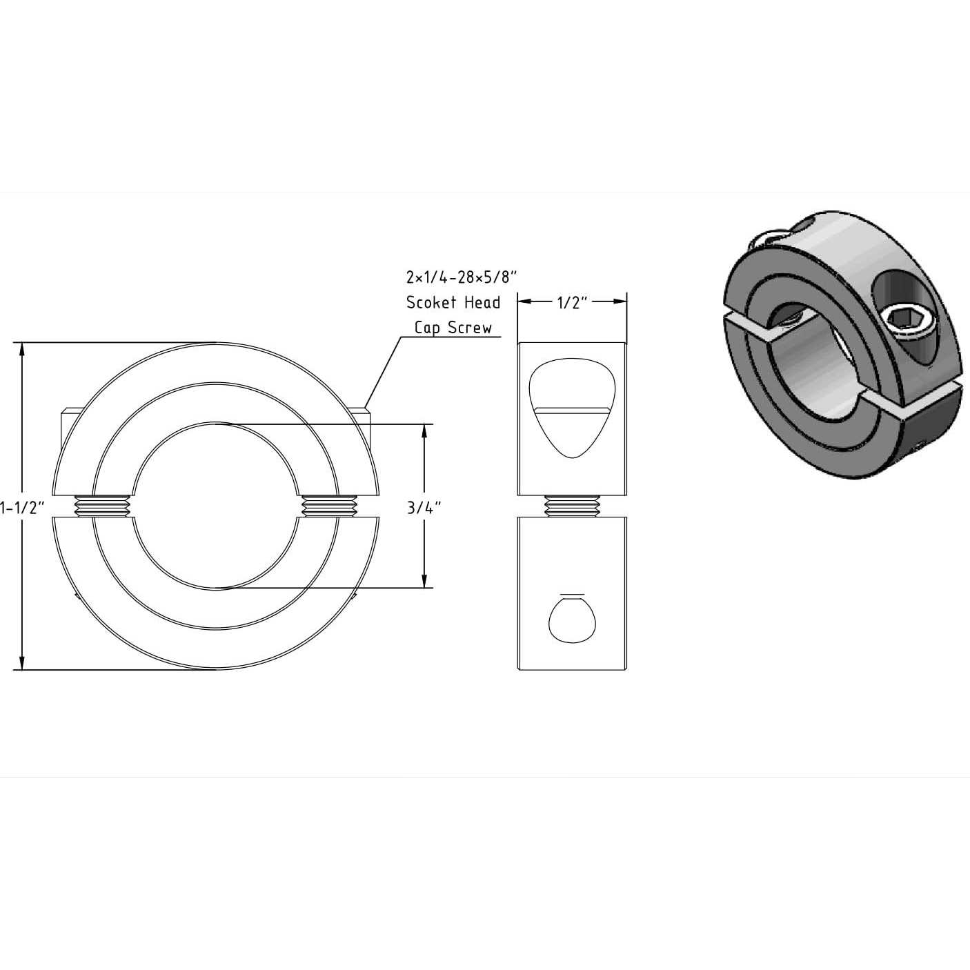 AZSSMUK Bore Double Split Clamp-On Shaft Collars with Set Screw of 4-Packed - Image 3