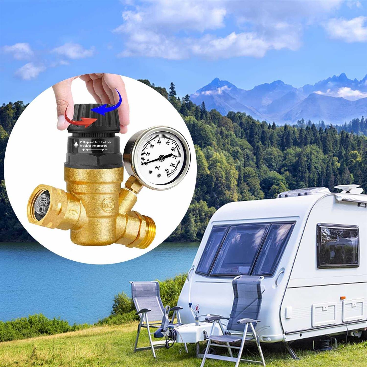RV Water Pressure Regulator with Adjustable Handle Water Pressure Regulator for RV Camper - Image 5
