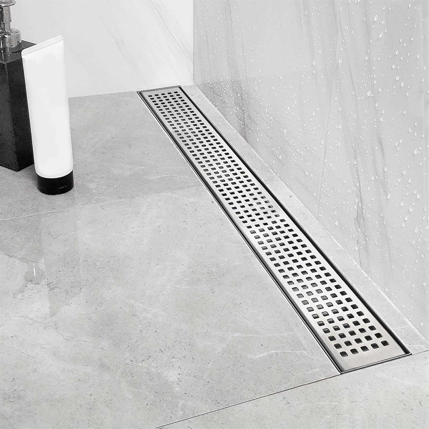 Neodrain Linear Shower Drain with Removable Quadrato Pattern Grate
