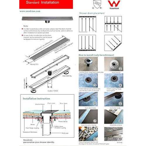 Neodrain Linear Shower Drain with Removable Quadrato Pattern Grate - Image 4