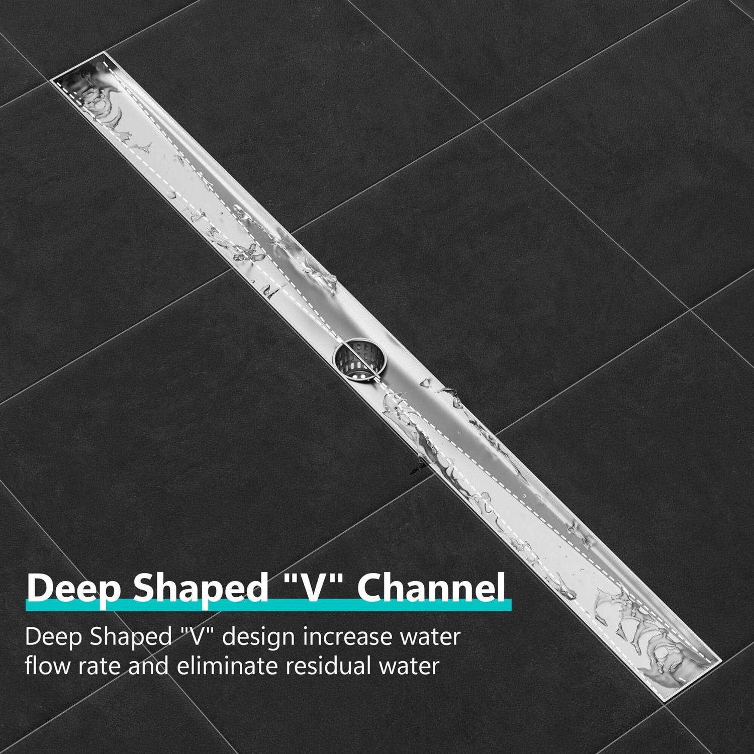 Neodrain Linear Shower Drain with Removable Quadrato Pattern Grate - Image 3