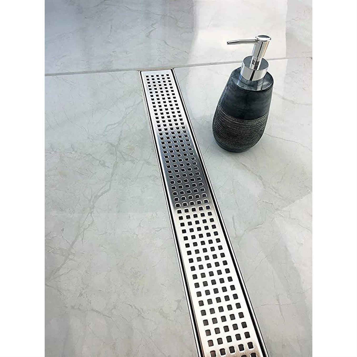 Neodrain Linear Shower Drain with Removable Quadrato Pattern Grate - Image 5
