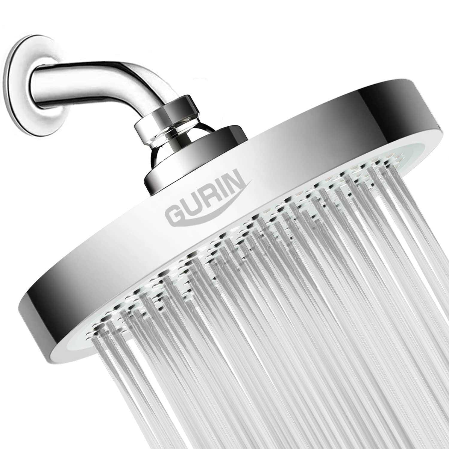 Gurin Shower Head High Pressure Rain Luxury Bathroom Showerhead with Chrome Plated Finish