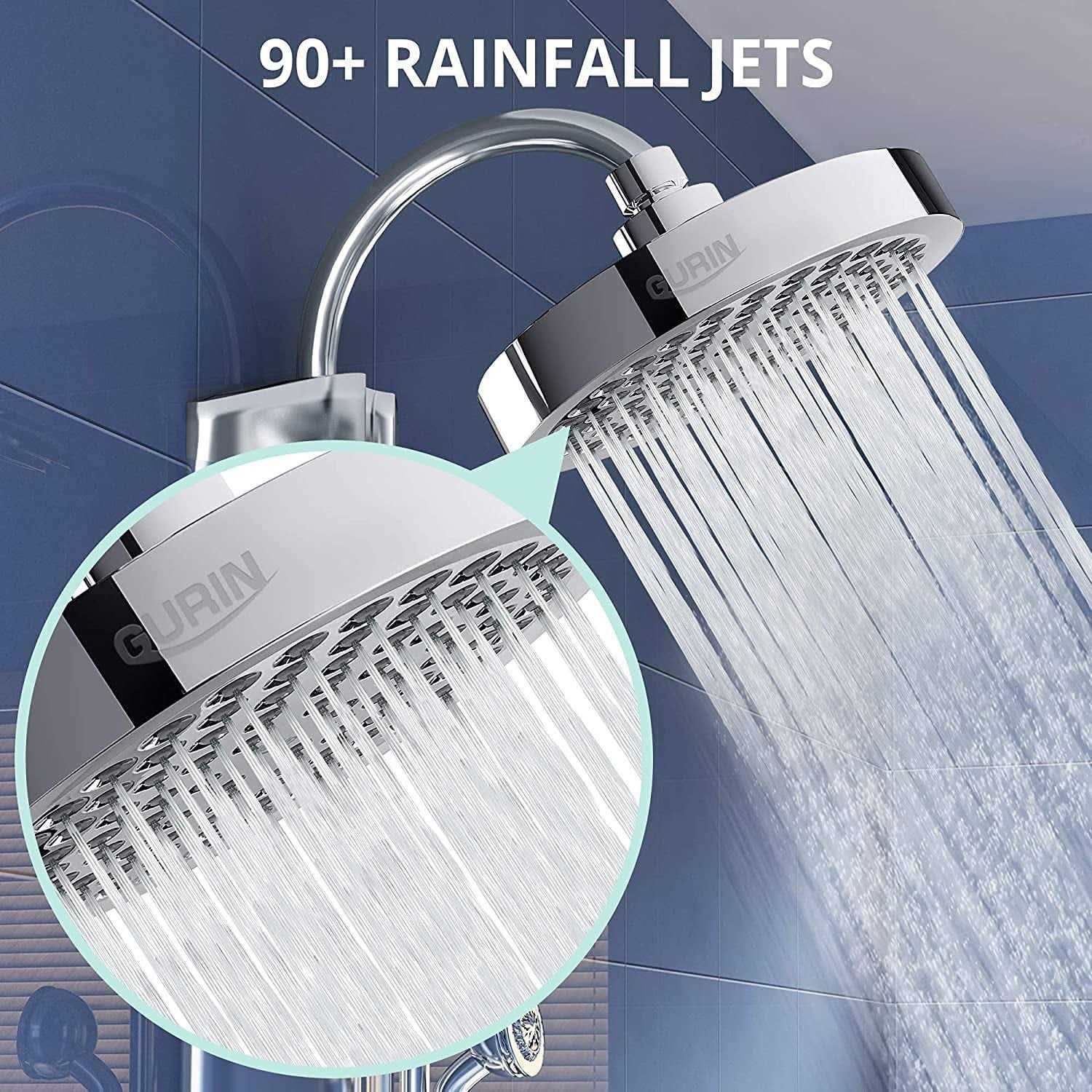 Gurin Shower Head High Pressure Rain Luxury Bathroom Showerhead with Chrome Plated Finish - Image 2