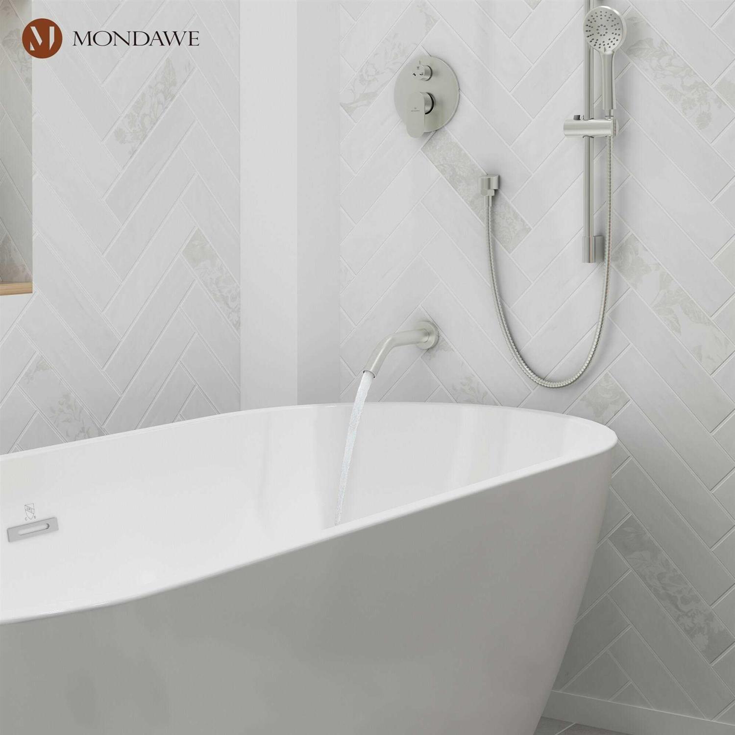 Mondawe Brushed Nickel Built-in Shower Faucet System with 2-way Diverter Valve Included MD-A3816-BN - Image 5