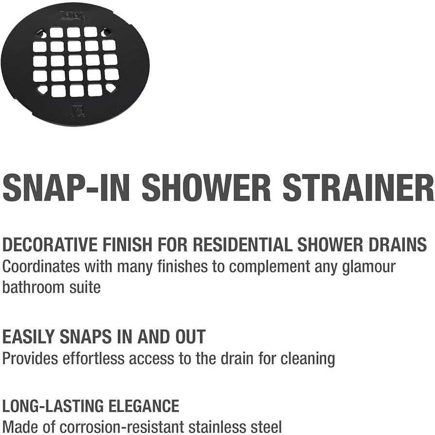 Oatey 4-1/4-in Snap-Tite Round Matte Black Strainer - Image 2