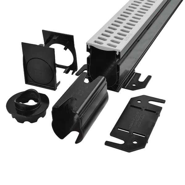 NDS 2-1/4 in. x 6 Ft. Gray PVC Slim Channel Drain Kit 9206GKITRTL - Image 4