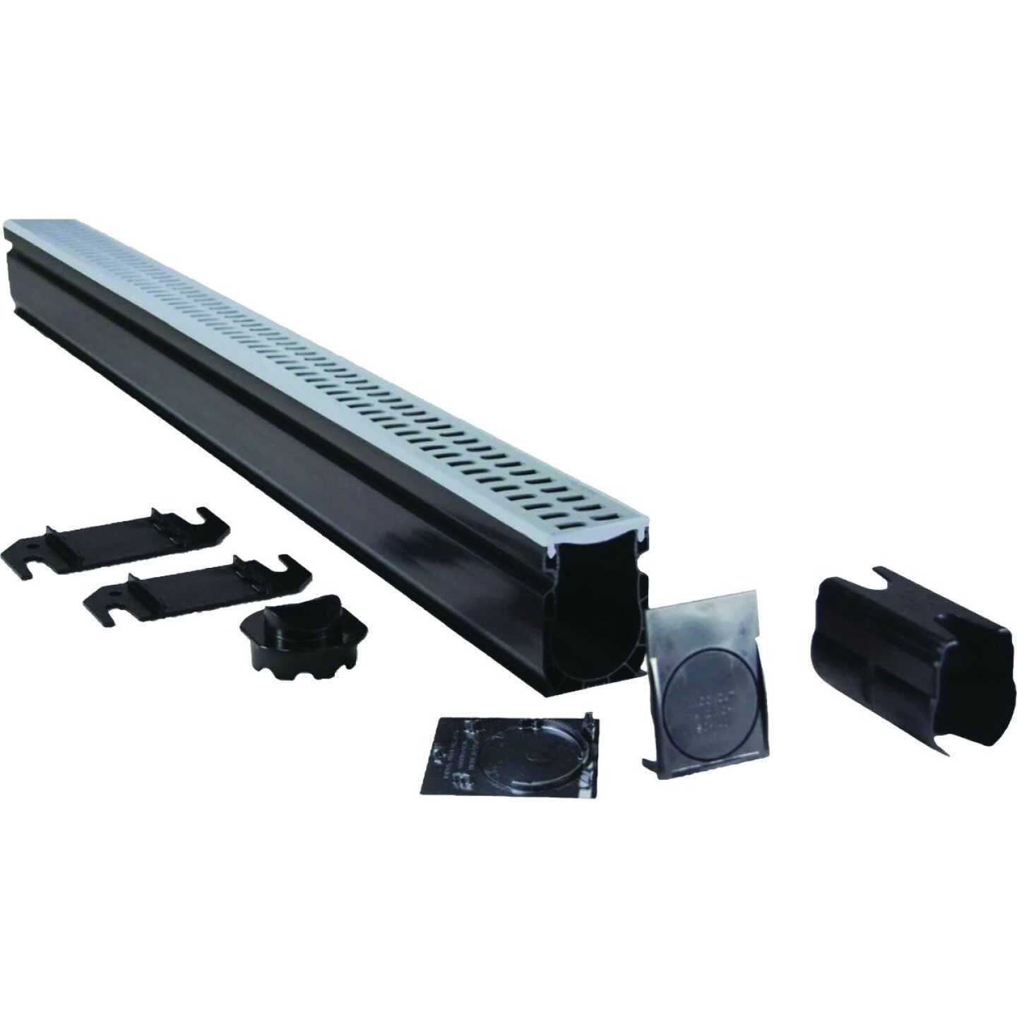 NDS 2-1/4 in. x 6 Ft. Gray PVC Slim Channel Drain Kit 9206GKITRTL - Image 5
