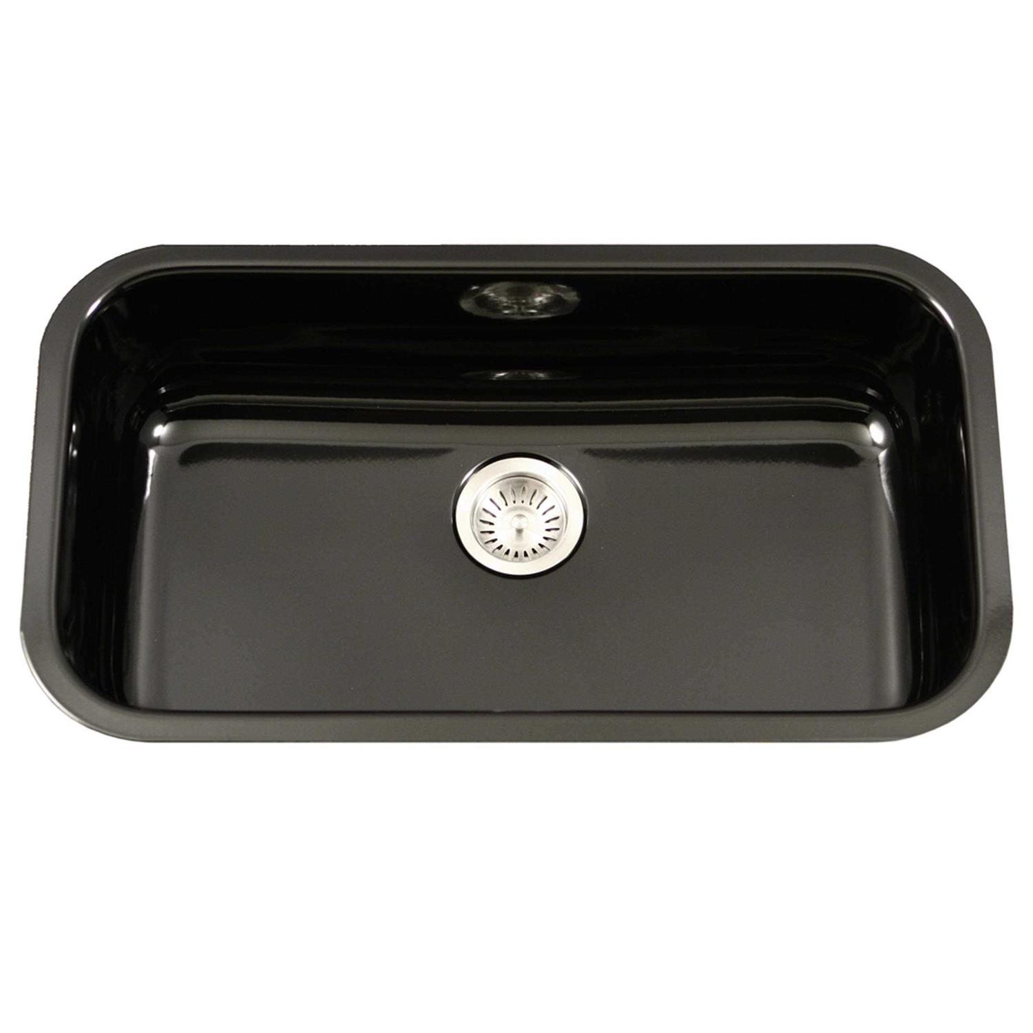 Houzer PCG-3600 Porcela Series Porcelain Enamel Steel Undermount Large Single Bowl Kitchen Sink