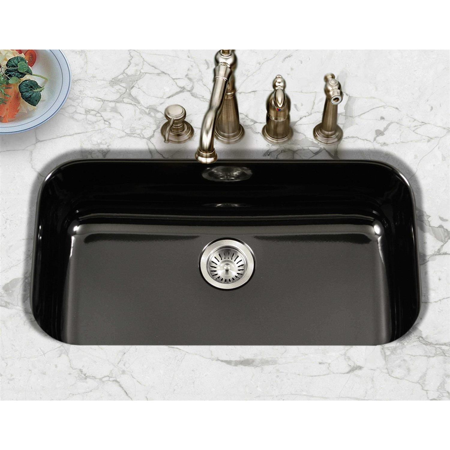 Houzer PCG-3600 Porcela Series Porcelain Enamel Steel Undermount Large Single Bowl Kitchen Sink - Image 4