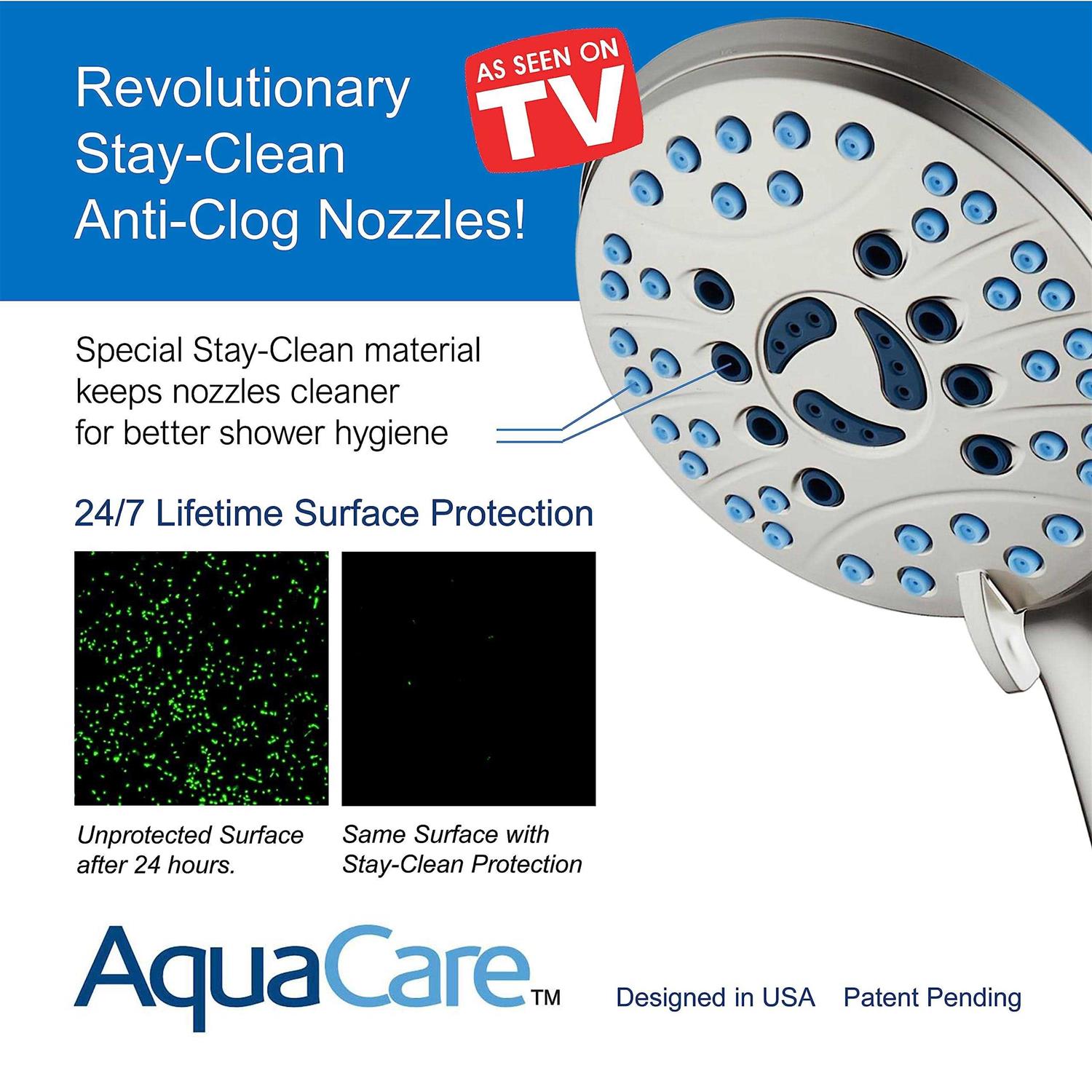 Hotel Spa AquaCare High Pressure 8-mode Handheld Shower Head Anti-clog Nozzles - Image 3