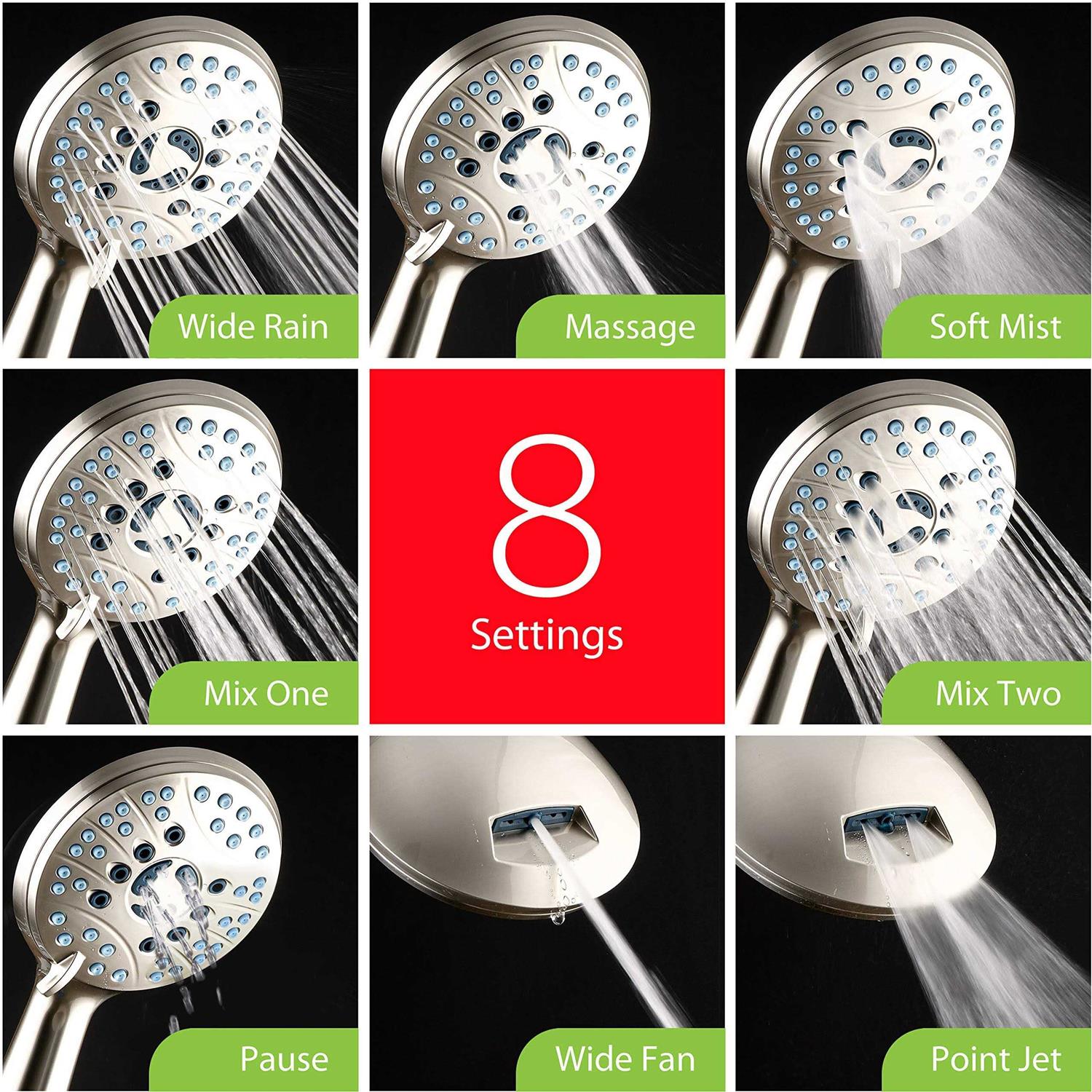 Hotel Spa AquaCare High Pressure 8-mode Handheld Shower Head Anti-clog Nozzles - Image 4