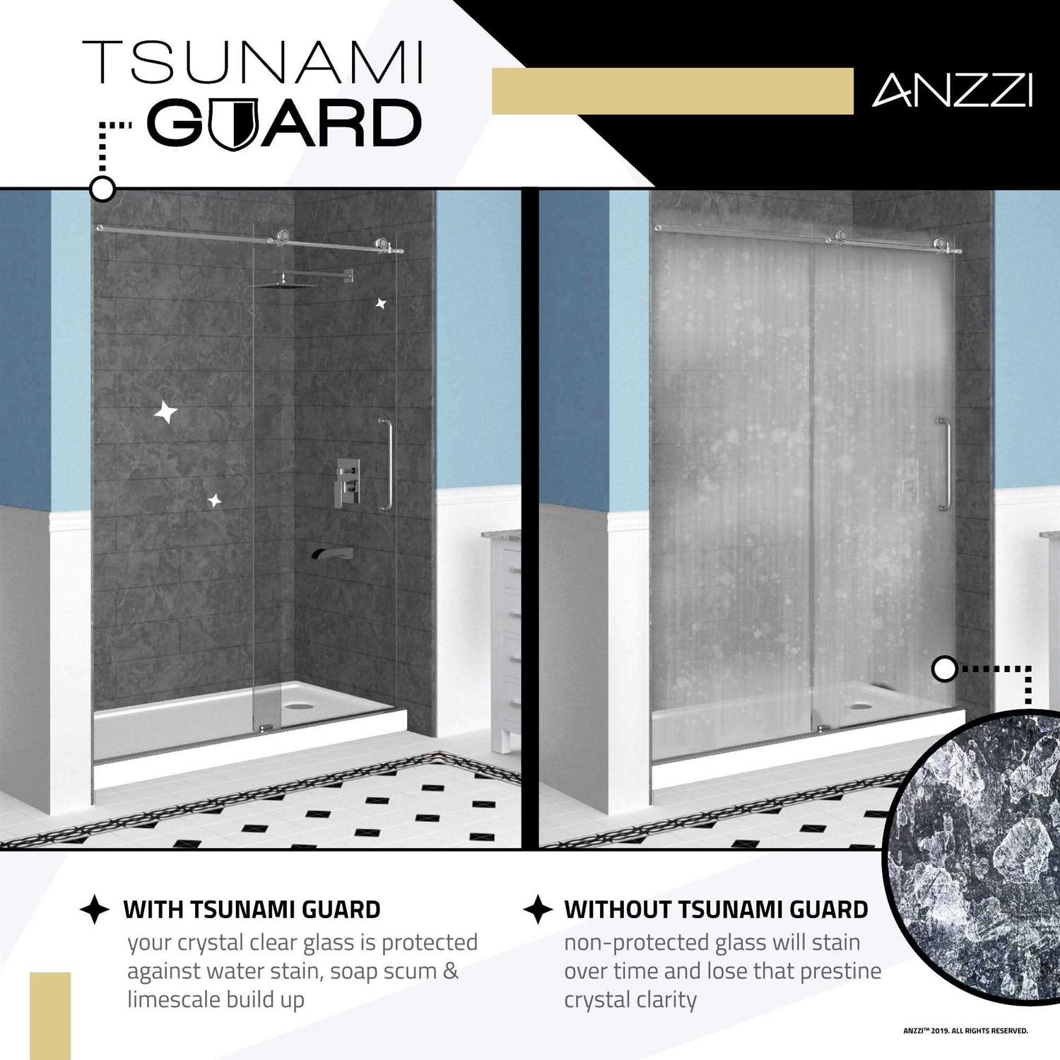Anzzi Romance 72-in. x 33.5-in. Frameless Swinging Shower Door in Brushed Gold - Image 3