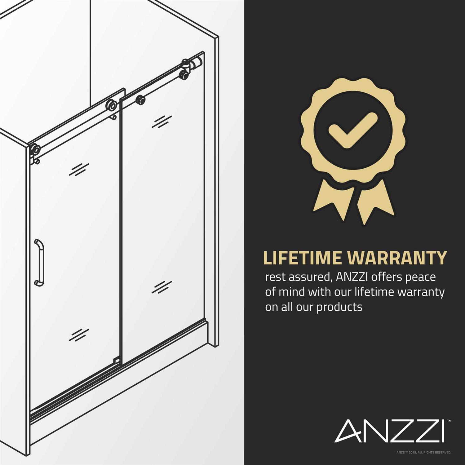 Anzzi Romance 72-in. x 33.5-in. Frameless Swinging Shower Door in Brushed Gold - Image 4