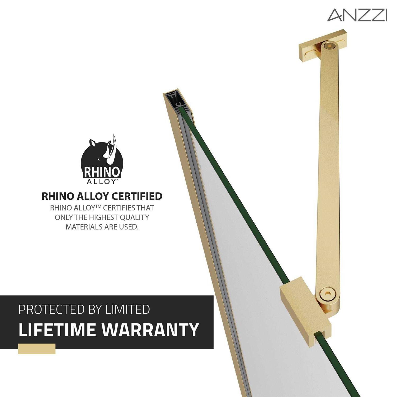 Anzzi Romance 72-in. x 33.5-in. Frameless Swinging Shower Door in Brushed Gold - Image 5