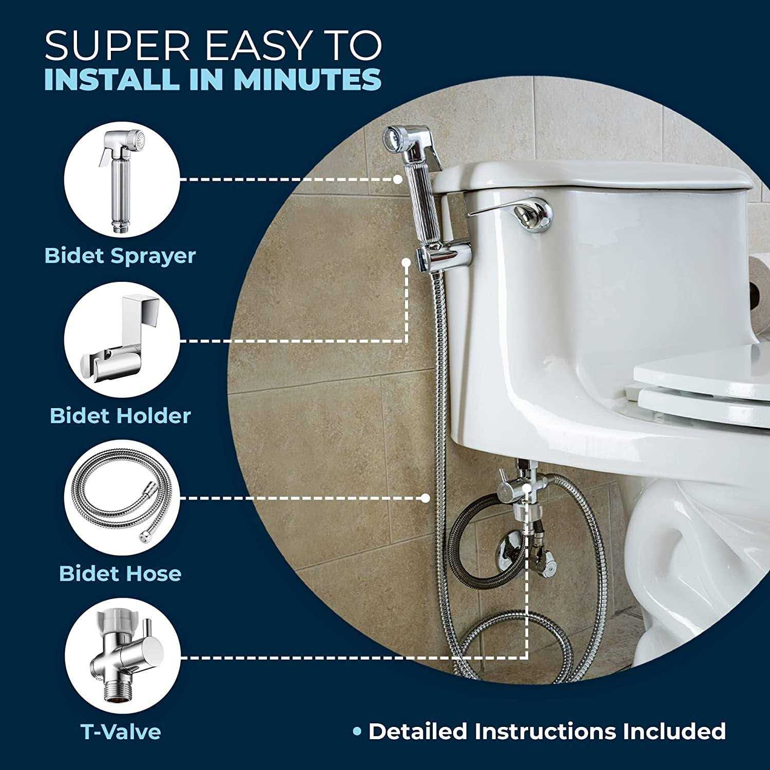 Hammerhead Showers All Metal Handheld Bidet Sprayer For Toilet Universal Leak - Image 3