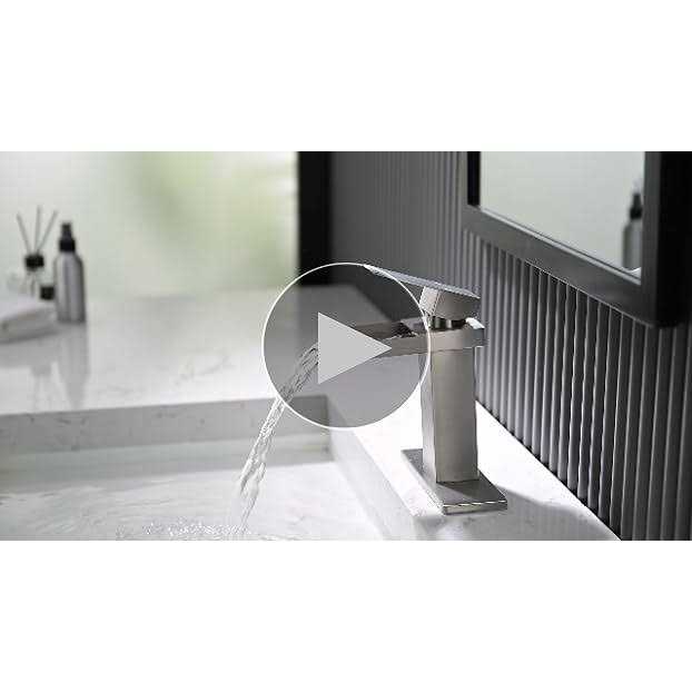 Bathroom Sink Faucet, Single Hole Bathroom Faucet, 3 Hole Brushed Nickel Waterfall Single Handle Bathroom Sink Faucet with Pop Up Drain and Supply - Image 5