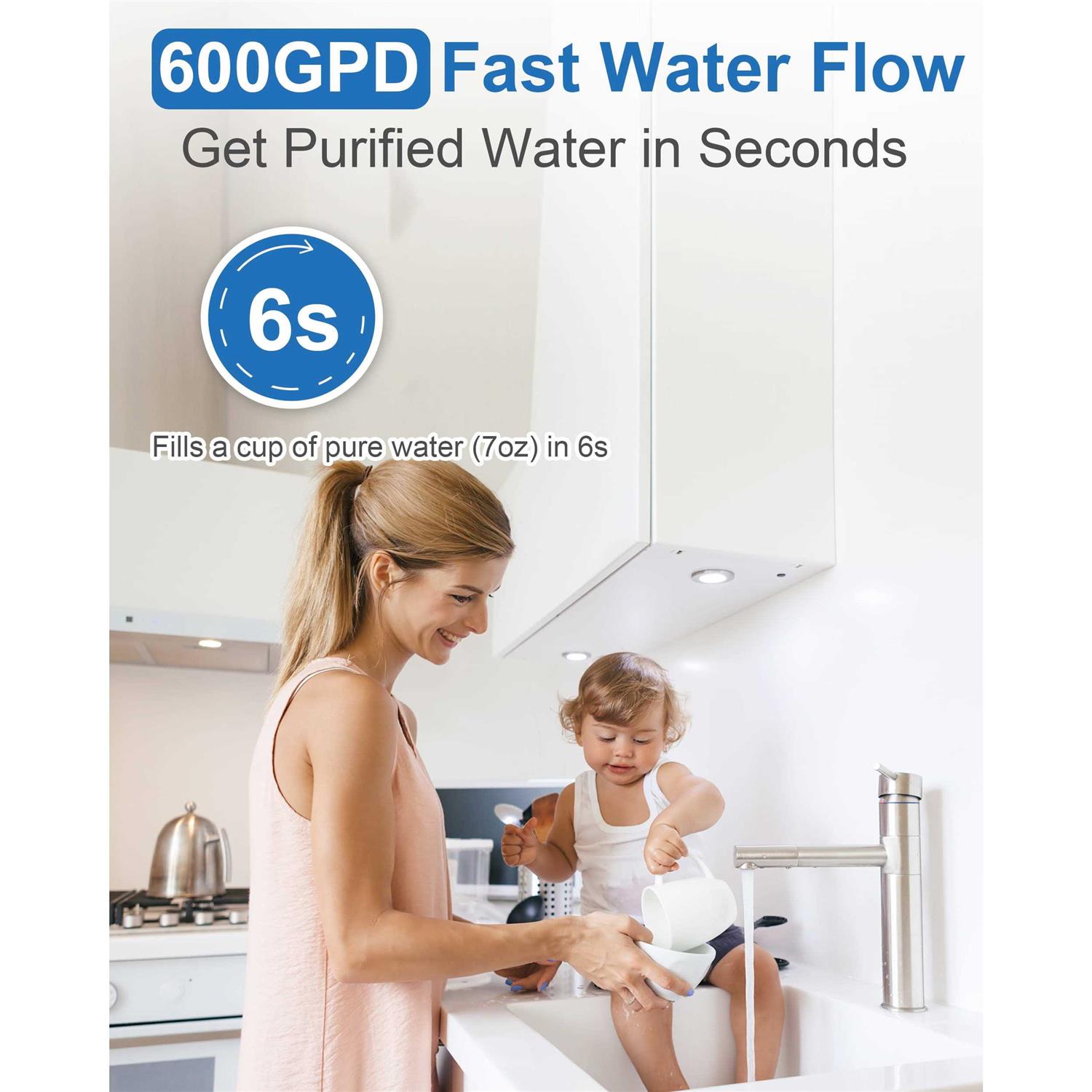Simpure Reverse Osmosis System 600 gpd Tankless Under Sink Water Filter System with Faucet - Image 3