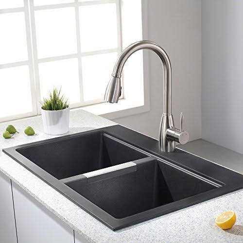 Kraus 33 Inch Dual Mount 50/50 Double Bowl Granite Kitchen Sink KGD-433B - Image 2