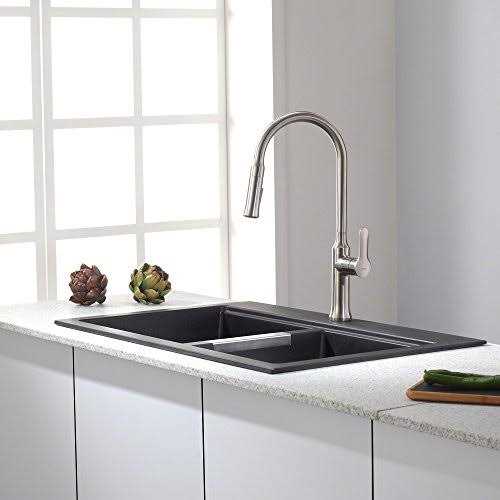 Kraus 33 Inch Dual Mount 50/50 Double Bowl Granite Kitchen Sink KGD-433B - Image 3