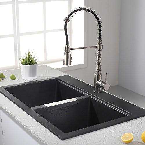 Kraus 33 Inch Dual Mount 50/50 Double Bowl Granite Kitchen Sink KGD-433B - Image 5