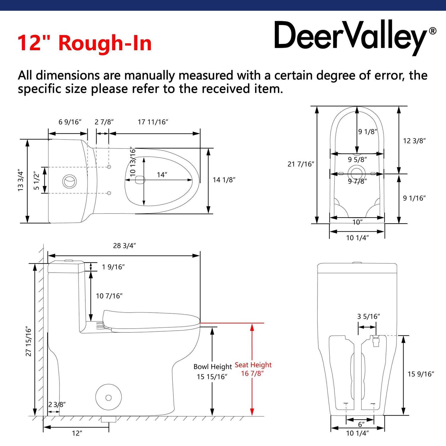 DeerValley Ace 1-Piece 0.8/1.28 GPF Dual Flush Elongated Toilet - Image 5
