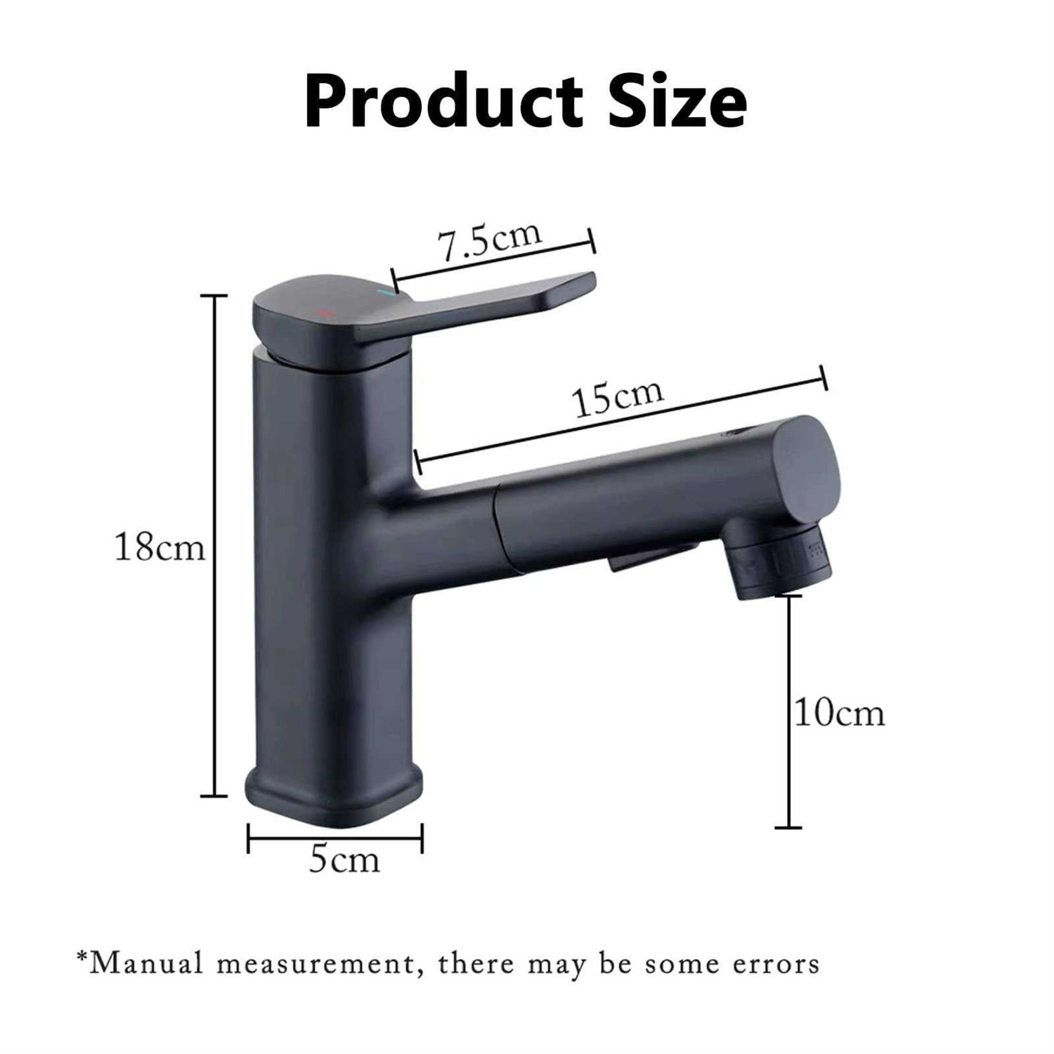Bathroom Faucets with Pull Down Sprayer Single Handle Pull Out Bathroom Faucet Black Bathroom Sink Faucet Stainless Steel Bathroom Faucets Suitable - Image 3