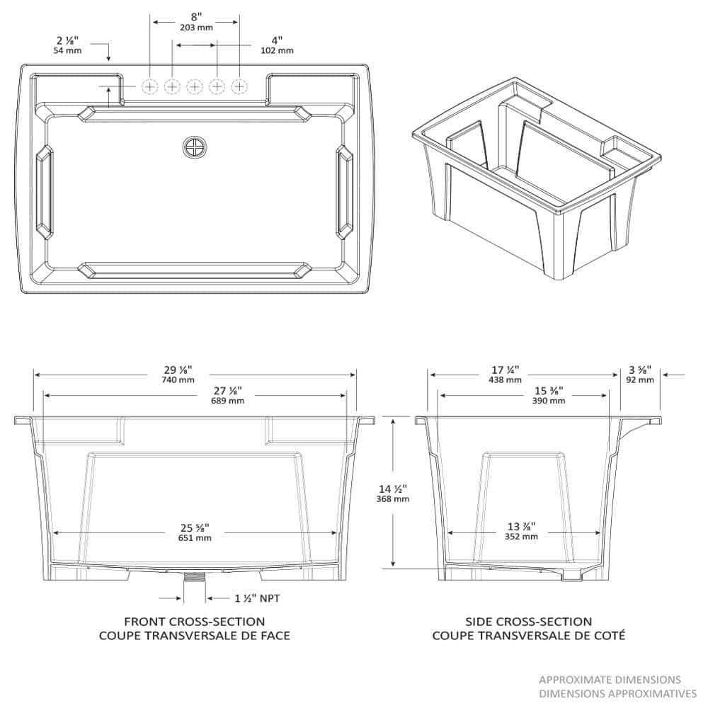 RUGGED TUB 32 in. x 22 in. Polypropylene Granite Laundry Sink with 2 Hdl Non Metallic Pullout Faucet and Installation Kit - Image 4