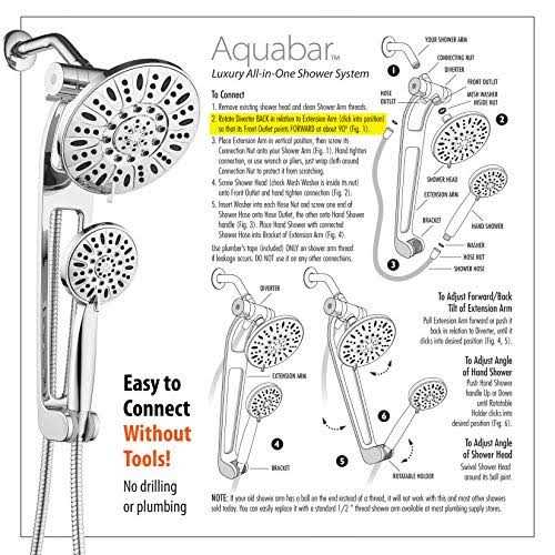 AquaDance High-Pressure 48-mode 3-way Shower Spa Combo with Adjustable 18 Extension Arm for Easy Reach - Image 4