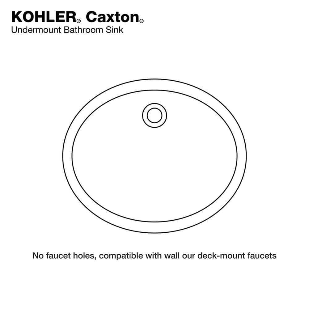 KOHLER Caxton White Undermount Oval Transitional Bathroom Sink - Image 3