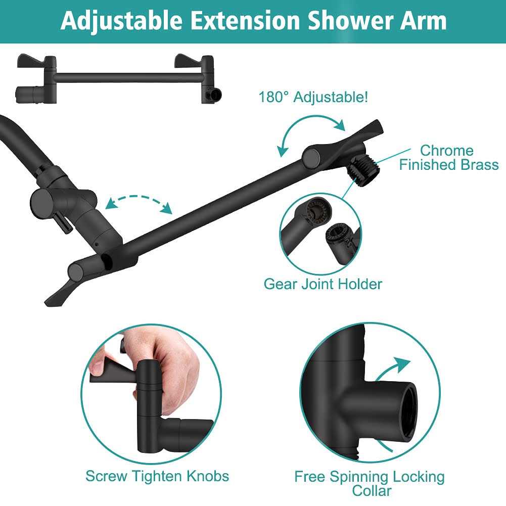 Tudoccy Shower Head 8‘' High Pressure Rainfall Shower Head/Handheld Shower Combo with 11'' Extension Arm - Image 3